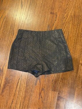 Forever 21 Black Metallic Patterned High Waist Shorts